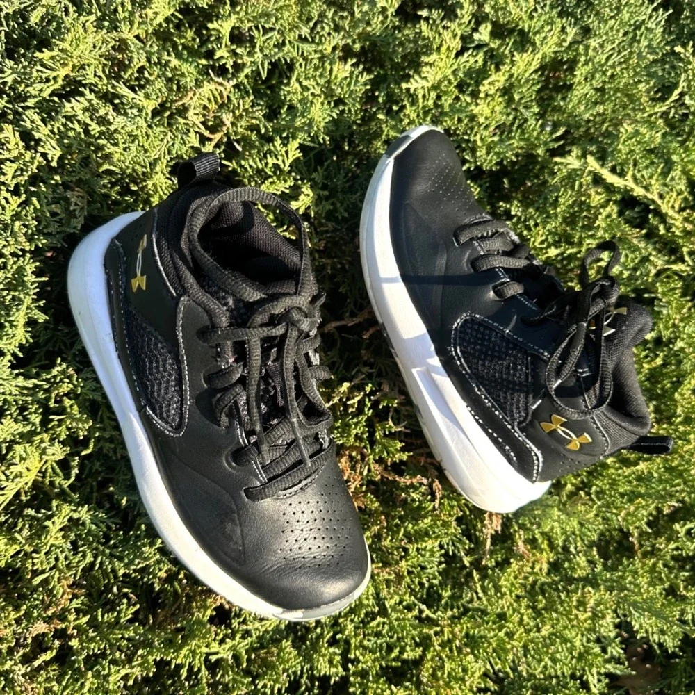 Under Armour Lockdown‎ 5 Faux Leather Basketball Shoes Toddler Boy Size 12 Black